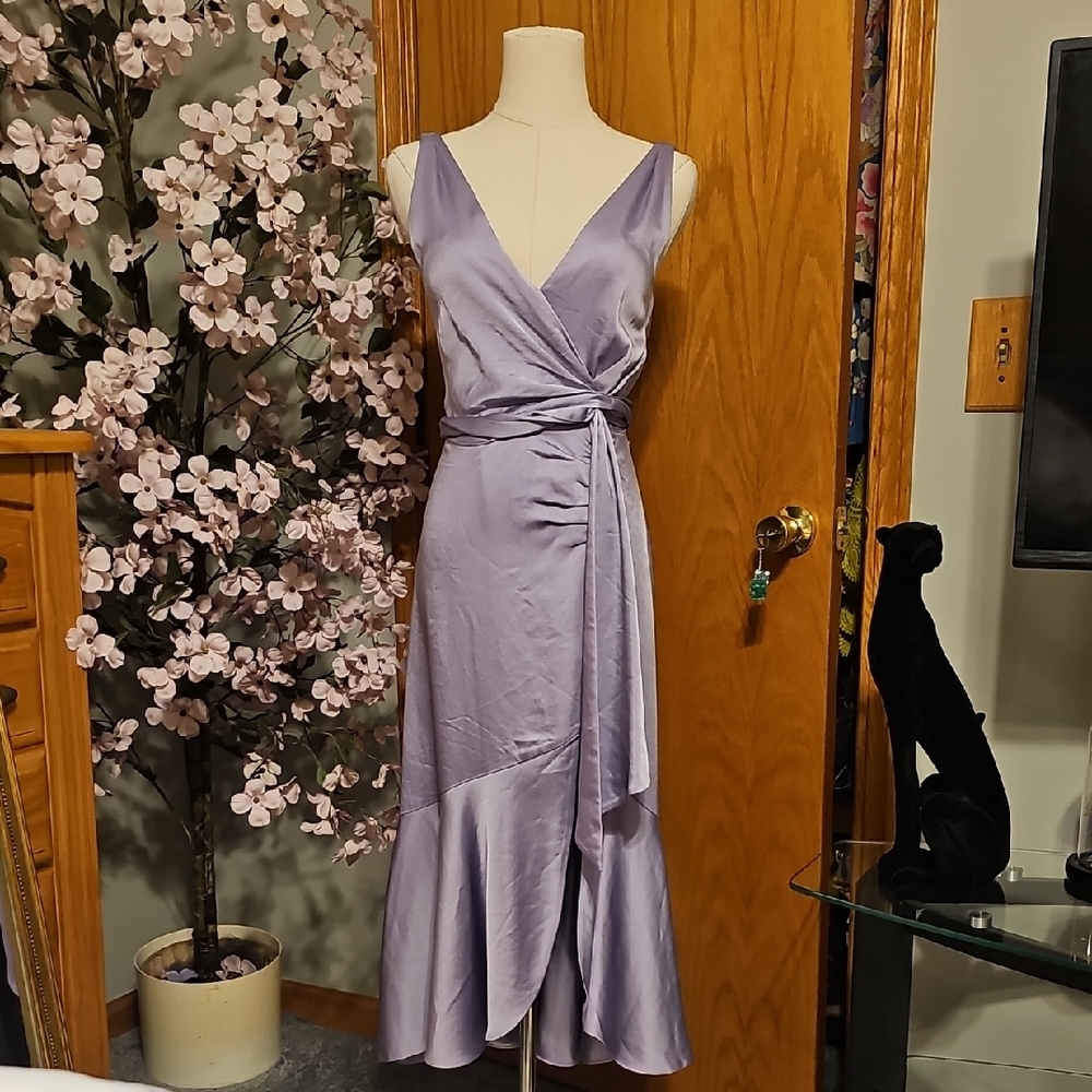 Jonathan Simkhai Lavender Satin Wrap Maxi Dress